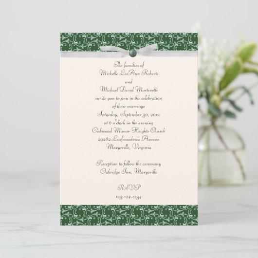 Emerald Green Florentine Wedding Uitnodiging (Staand voorkant)