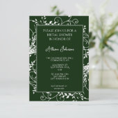 Emerald Green Flourish Bridal Shower Uitnodiging (Staand voorkant)