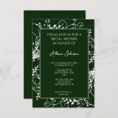 Emerald Green Flourish Bridal Shower Uitnodiging (Voorkant / Achterkant)