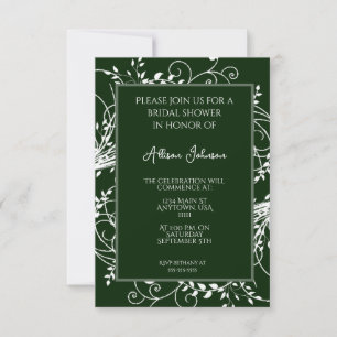 Emerald Green Flourish Bridal Shower Uitnodiging