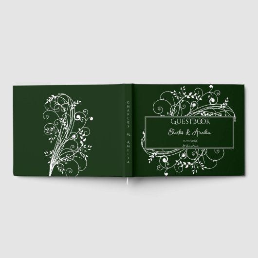 Emerald Green Flourish Wedding Guest Book Gastenboek (Volledig)
