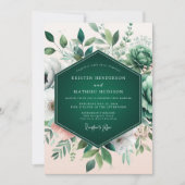 Emerald Green Flourishing Succulent Wedding Kaart (Voorkant)