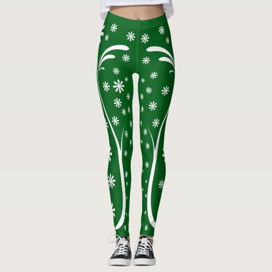 Emerald Green Flower Power Legging (Voorkant)