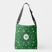 Emerald Green Flower Power Monogram Canvas tas (Voorkant)