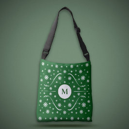 Emerald Green Flower Power Monogram Canvas tas