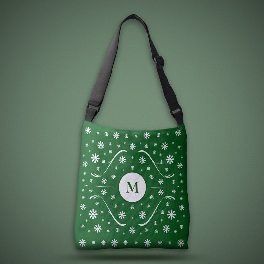 Emerald Green Flower Power Monogram Canvas tas