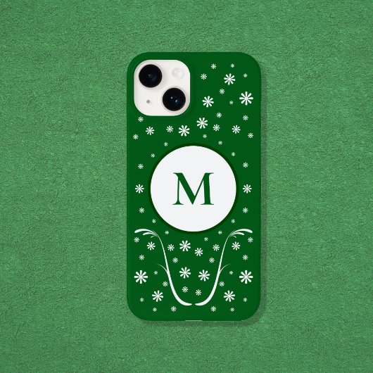 Emerald Green Flower Power Monogram-draagtas Case-Mate iPhone Case