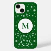 Emerald Green Flower Power Monogram-draagtas Case-Mate iPhone Case (Achterkant)