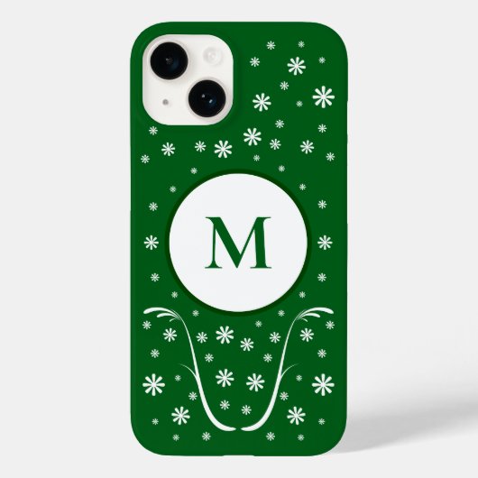 Emerald Green Flower Power Monogram-draagtas Case-Mate iPhone Case (Achterkant)
