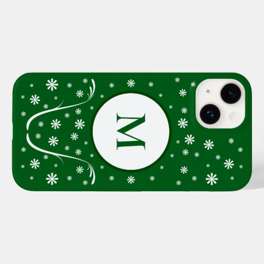 Emerald Green Flower Power Monogram-draagtas Case-Mate iPhone Case (Achterkant (horizontaal))