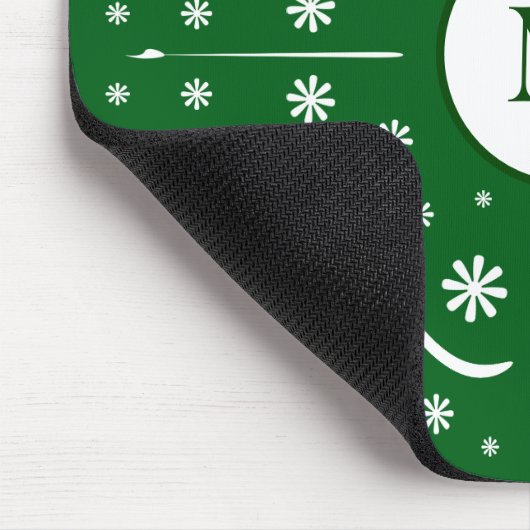 Emerald Green Flower Power Monogram Muismat (Hoek)