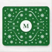 Emerald Green Flower Power Monogram Muismat (Voorkant)