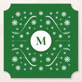 Emerald Green Flower Power Monogram Onderzetter (Voorkant)