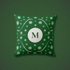 Emerald Green Flower Power Monogram Pillow Kussen