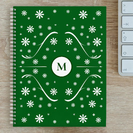 Emerald Green Flower Power Monogram Recept Notitieboek