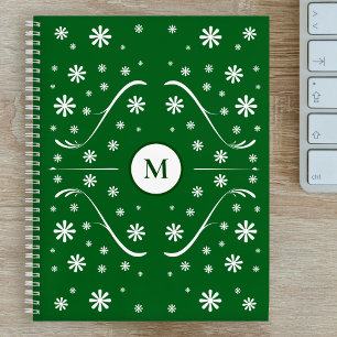 Emerald Green Flower Power Monogram Recept Notitieboek