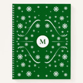 Emerald Green Flower Power Monogram Recept Notitieboek (Voorkant)