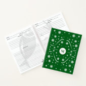 Emerald Green Flower Power Monogram Recept Notitieboek (Binnen)