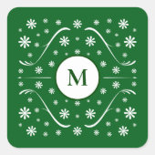 Emerald Green Flower Power Monogram Sticker (Voorkant)