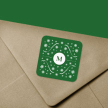 Emerald Green Flower Power Monogram Sticker