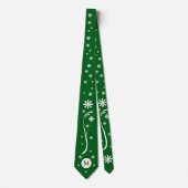 Emerald Green Flower Power Monogram Stropdas (Voorkant)