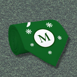 Emerald Green Flower Power Monogram Stropdas