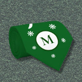 Emerald Green Flower Power Monogram Stropdas