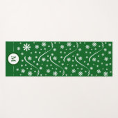 Emerald Green Flower Power Monogram Yoga Mat (Voorkant (horizontaal))