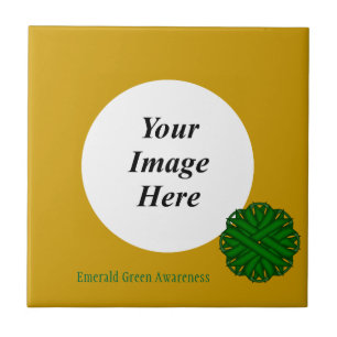 Emerald Green Flower Ribbon Sjabloon door K Yoncic Tegeltje