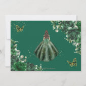 Emerald Green Flowers Princess Quinceañera Foto Save The Date (Achterkant)