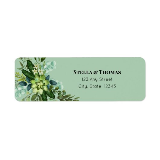 Emerald Green Flowers Return Address Labels (Voorkant)