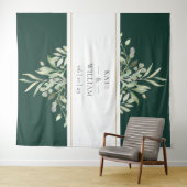 Emerald Green Foliage Weddenschap Foto Booth-achte Wandkleed (In Situ (horizontaal))