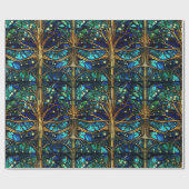 Emerald Green Forest Faux Glas in lood Patroon Cadeaupapier (Vlak)