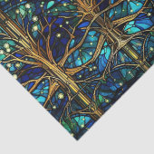 Emerald Green Forest Faux Glas in lood Patroon Tissuepapier (Detail)