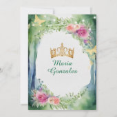 Emerald Green Forest Jurk Roze Bloemen Quinceañera Kaart (Achterkant)