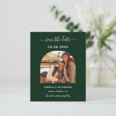 Emerald green foto arch bruiloft Save the Date (Staand voorkant)