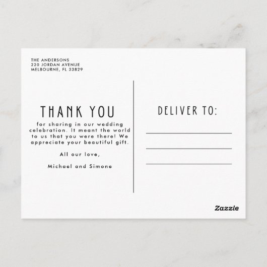 Emerald Green foto bruiloft dank u Briefkaart (Achterkant)