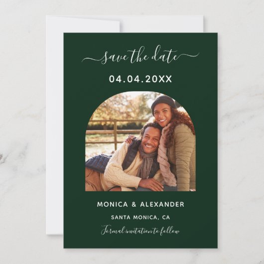 Emerald green foto bruiloft Save the Date (Voorkant)