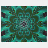 Emerald Green Fractal Flower Fleece Deken (Voorkant (Horizontaal))