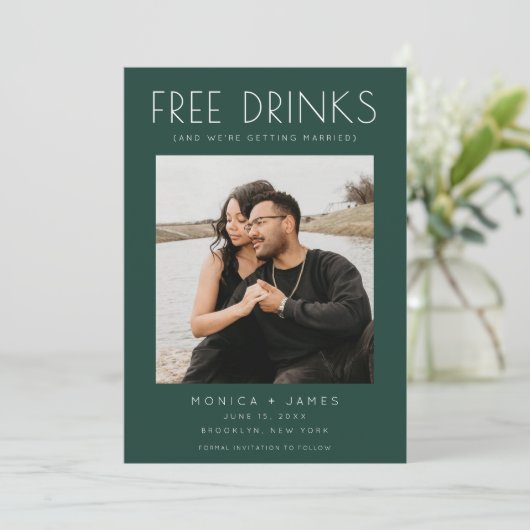 Emerald Green Funny Wedding Save the Date Aankondiging (Staand voorkant)