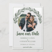 Emerald Green Garland Foto Save the Date (Voorkant)
