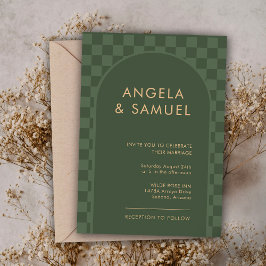 Emerald Green Gecontroleerde Modern Wedding Uitnod Kaart