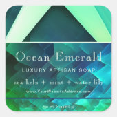 Emerald Green Gem Abstracte geometrische productla Vierkante Sticker (Voorkant)