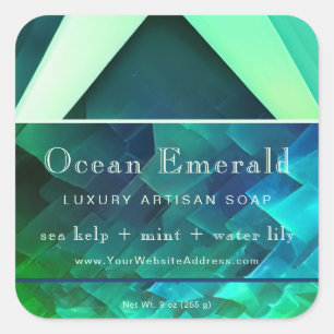 Emerald Green Gem Abstracte geometrische productla Vierkante Sticker