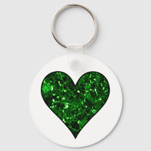 Emerald Green Gem Heart Sleutelhanger
