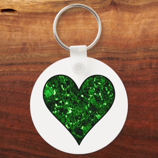 Emerald Green Gem Heart Sleutelhanger (Voorkant)
