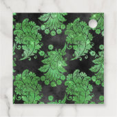 Emerald Green Gemstone Damask Bedankjes Labels (Achterkant)