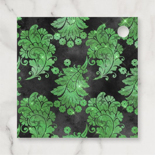 Emerald Green Gemstone Damask Bedankjes Labels (Achterkant)