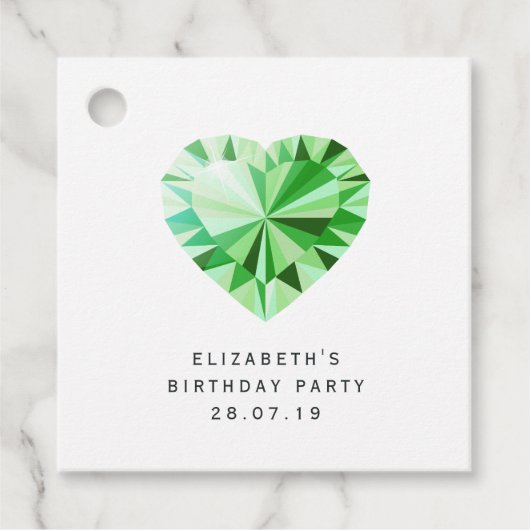 Emerald Green Gemstone Damask Bedankjes Labels (Voorkant)
