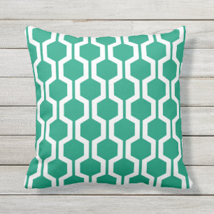 Emerald Green Geometric Trellis Kussens buitenshui